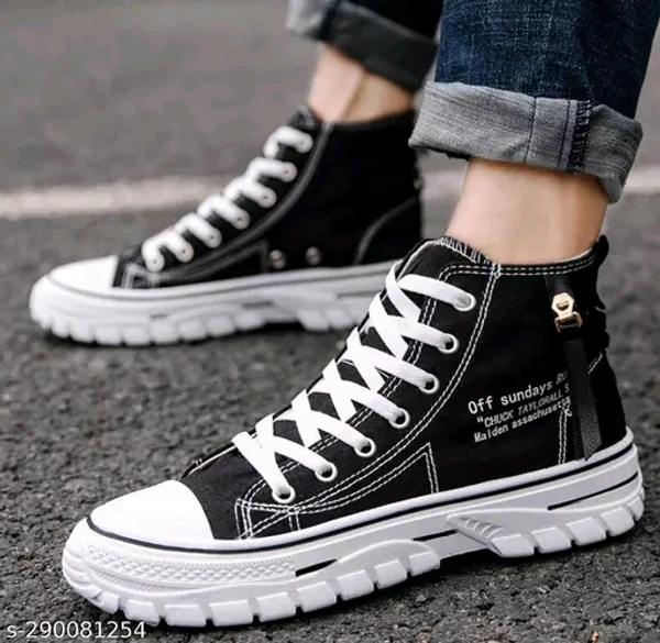 Casual,Partywear High Top Lightweight Sneakers (11) - Black, 8