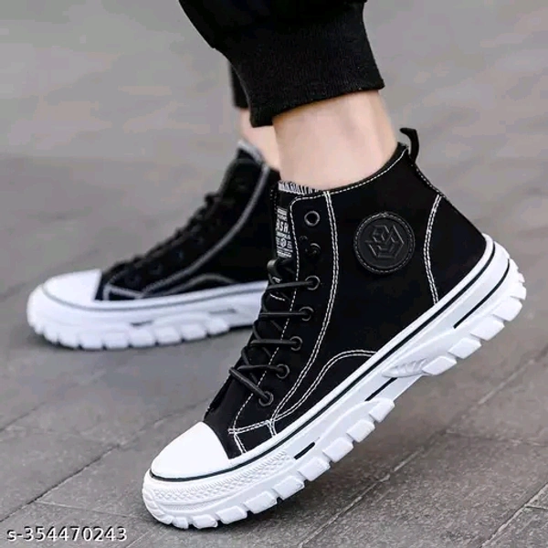 Trendy Mid Top Converse Shoes With Extra Soft And Durable Sole(20) - Black, 7