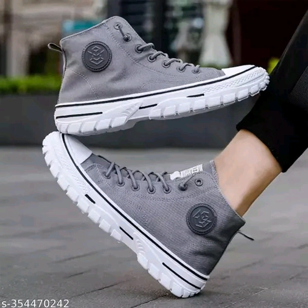 Trendy Mid Top Converse Shoes With Extra Soft And Durable Sole(20) - Gray, 8