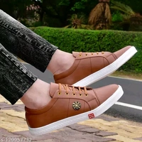 Classy Leather Lightweight Partywear, Causal Street Wear Sneakers With Extra Durable Sole(21) - Morocco Brown, 8