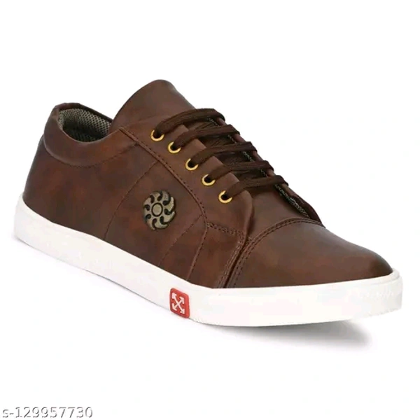 Classy Leather Lightweight Partywear, Causal Street Wear Sneakers With Extra Durable Sole(21) - Morocco Brown, 8