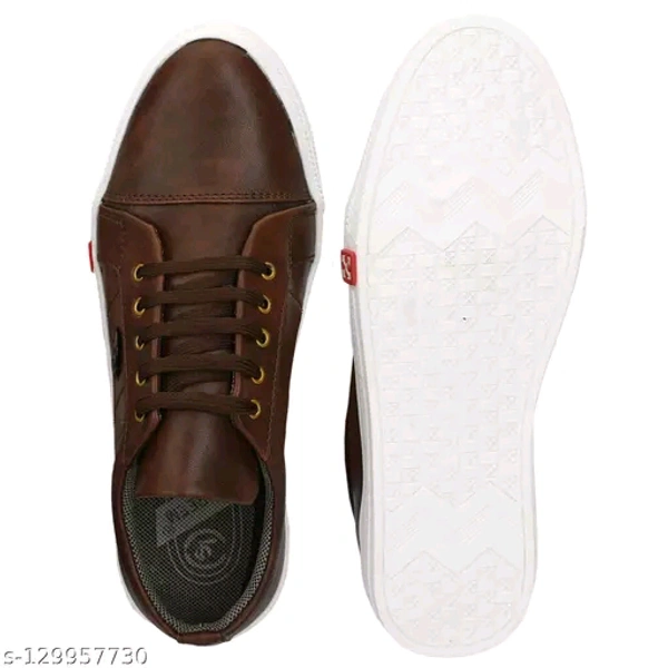 Classy Leather Lightweight Partywear, Causal Street Wear Sneakers With Extra Durable Sole(21) - Morocco Brown, 10