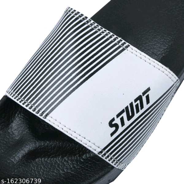 Stunt Printed Premium Looking Flip Flops - Silver, 7