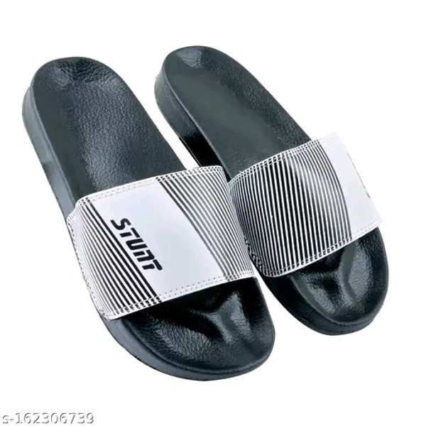 Stunt Printed Premium Looking Flip Flops - Silver, 8