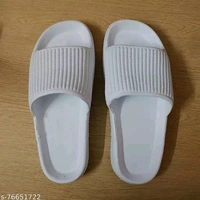 Solid Black/white/blue Comfortable And Lightweight Slidders - White, 8