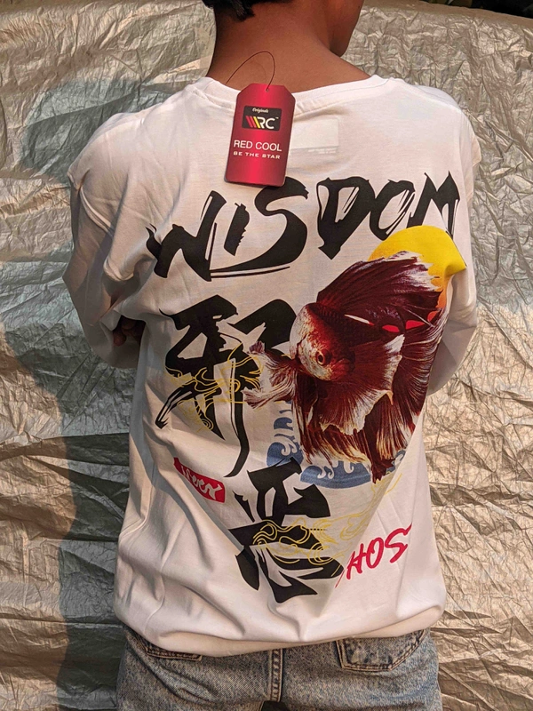 Eagle printed Baggy T-shirt  - White, XL
