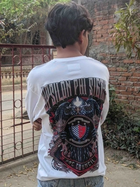White printed baggy t-shirt - White, XL