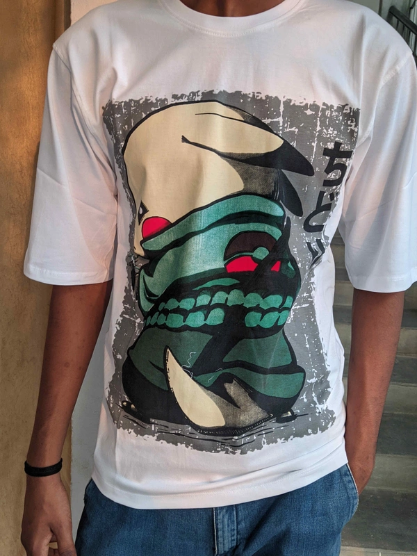 Printed Baggy white t-shirt - White, XL