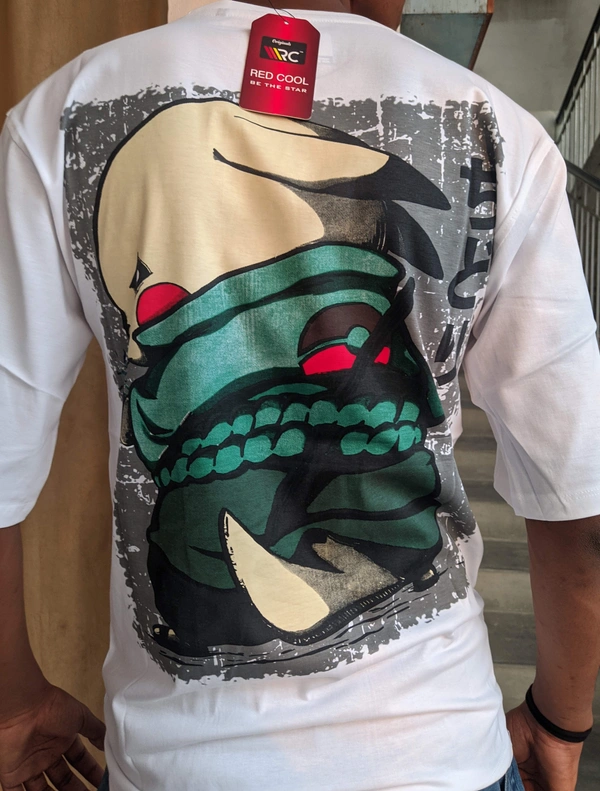Printed Baggy white t-shirt - White, XL