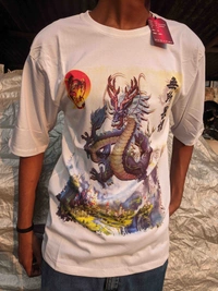 Dragon printed baggy t-shirt - White, XL