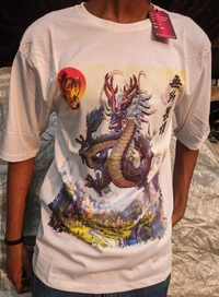 Dragon printed baggy t-shirt - White, XL