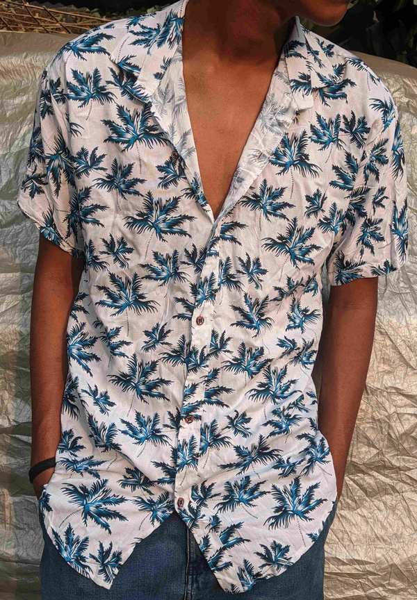 Printed baggy half shirt  - XL, Royal Blue