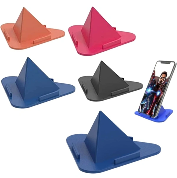 Portable Three-Sided Triangle Desktop Stand Mobile Paradise Universal Phone Pyramid Shape Holder Desktop Stand - Red