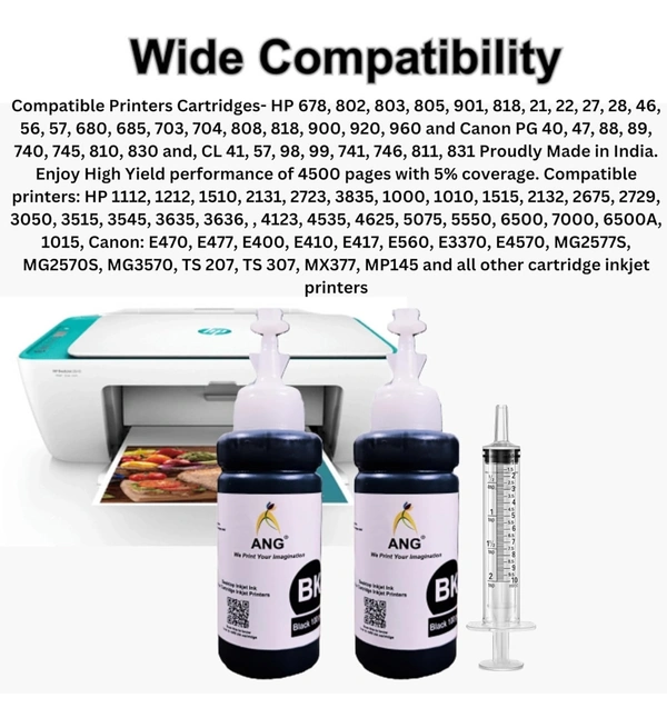 ANG Universal Ink Refill 805 Ink Cartridge Compatible Printer Ink Multi-Function Printer Black Ink 100g Bottles  - Black, 100g