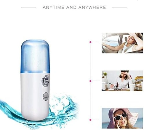 NightCare Mini Nano Mist Sprayer Sanitizer Handy Facial Steamer Face Moisturizing Sprayer Portable Sprayer for Watches Money Phone Sanitizer - White, 30ml