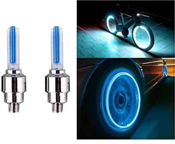 Bike/Bicycle Tyre Led Light Rim Valve Cap Flashing With Motion Sensor Blue (Set Of 2 Pcs) for Car Motorcycles (Bike Led Lights - Harlequin