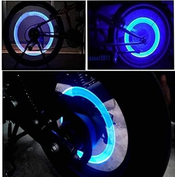 Bike/Bicycle Tyre Led Light Rim Valve Cap Flashing With Motion Sensor Blue (Set Of 2 Pcs) for Car Motorcycles (Bike Led Lights - Harlequin