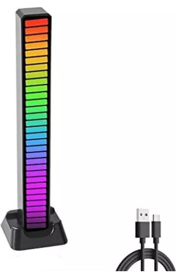 Rhythm RGB Light | RGB Colorful Sound Control Voice Activated Light | Music Ambient LED Lamp Bar for Desktop Car TV -Pack of 1,(Plastic, Black/White)