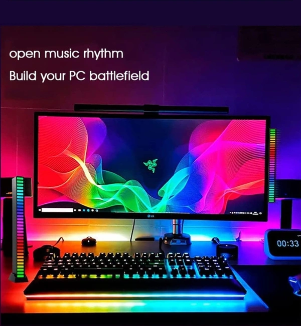 Rhythm RGB Light | RGB Colorful Sound Control Voice Activated Light | Music Ambient LED Lamp Bar for Desktop Car TV -Pack of 1,(Plastic, Black/White)
