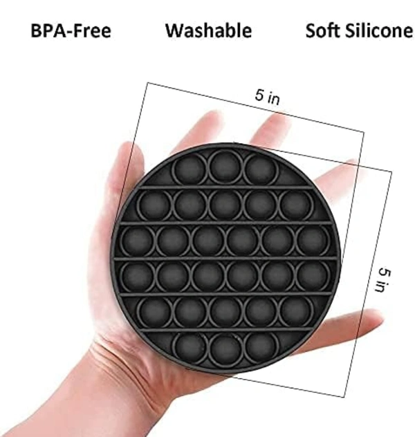 Pop It Fidget Toys,Push Pop Bubble Fidget Sensory Toy,Autism Special Needs Silicone Stress Relief Toy,Great Fidget Toy Sensory Toys Novelty Gifts for Girls Boys Kids Adults (Round Black)