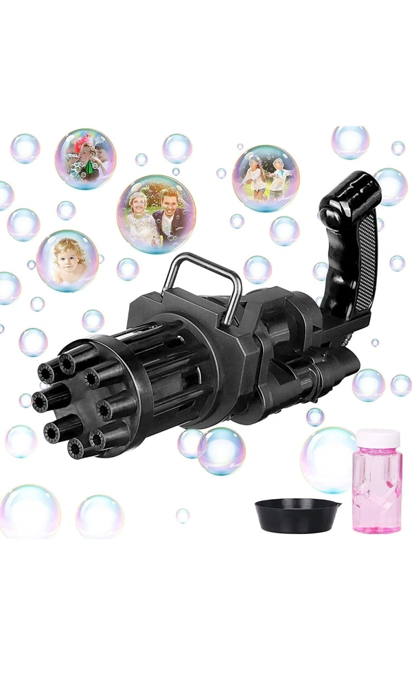 8-Hole battery operated Bubbles Gun Toys for Boys and Girls - Black