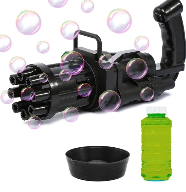 8-Hole battery operated Bubbles Gun Toys for Boys and Girls - Black