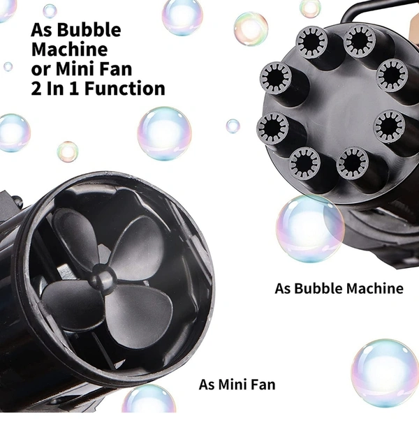8-Hole battery operated Bubbles Gun Toys for Boys and Girls - Black