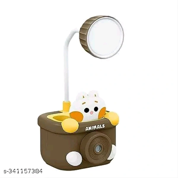 Cartoon Led Desk Lamp Pencil Sharpener Pig Animal with Pen Holder Desk Night Light for Children, Kids, Baby Room Décor Table Lamp (Multicolor, Cool White Light)