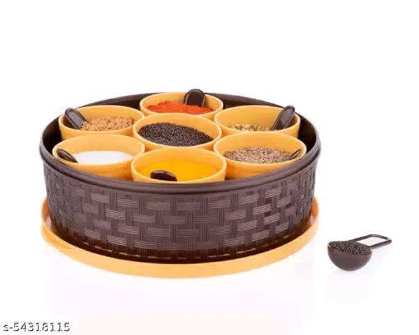 Blueberry plastic masala box of container of 7 pcs with 7 spoons for kitchen/ Rangoli Box / Kitchen Spice Box/ Multicolor