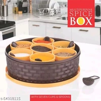 Blueberry plastic masala box of container of 7 pcs with 7 spoons for kitchen/ Rangoli Box / Kitchen Spice Box/ Multicolor