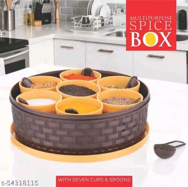 Blueberry plastic masala box of container of 7 pcs with 7 spoons for kitchen/ Rangoli Box / Kitchen Spice Box/ Multicolor