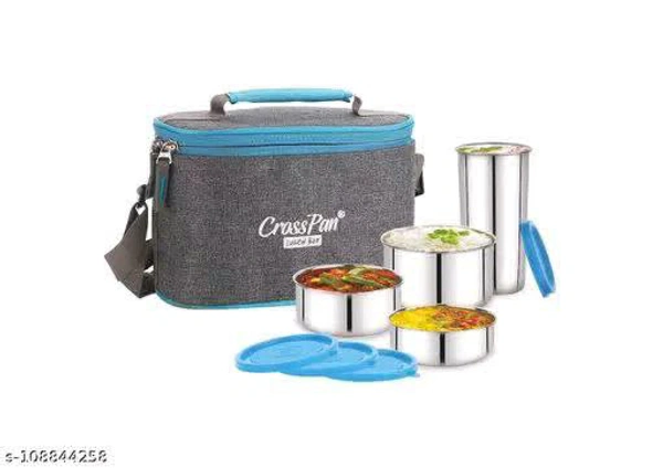 CrossPan Zion Fresh Stainless Steel Insulated Tiffin Box/Lunch Box, Set of 3,(containers - 200 ml, 320 ml & 500 ml),Material: Stainless Steel