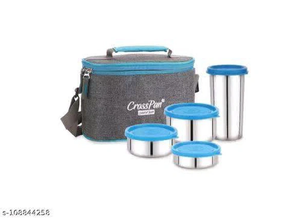 CrossPan Zion Fresh Stainless Steel Insulated Tiffin Box/Lunch Box, Set of 3,(containers - 200 ml, 320 ml & 500 ml),Material: Stainless Steel