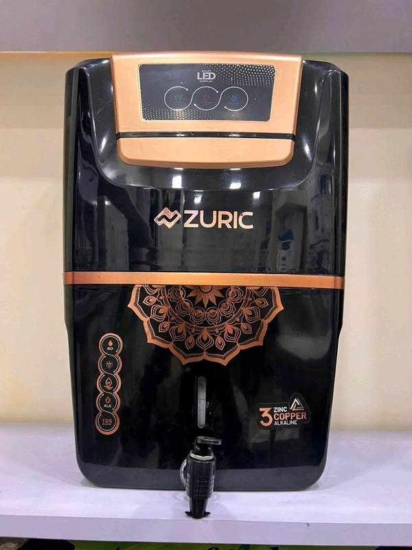 Aqua ZURIC R.O WATER PURIFIER | RO+COPPER+ALKALINE B12 WITH ZINC + UV + UF + TDS CONTROLLER - Black