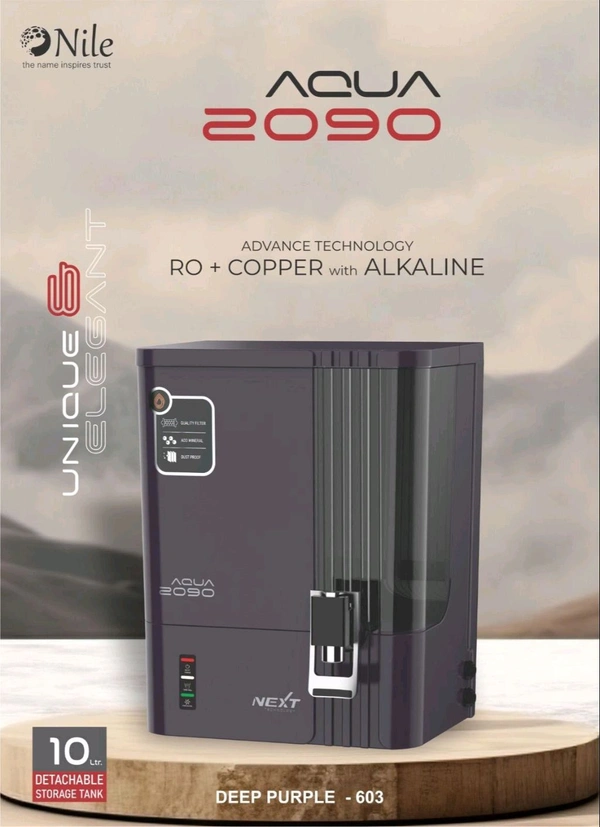 AQUA 2090 R.O WATER PURIFIER | RO+COPPER, ALKALINE B12 WITH ZINC + TDS CONTROLLER  - Deep Purple