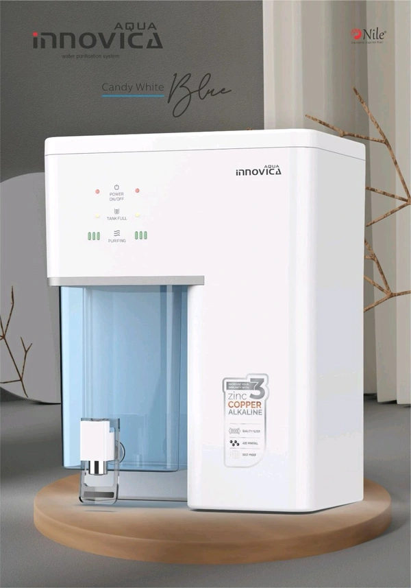 AQUA INNOVICA RO WATER PURIFIER | RO+COPPER, ALKALINE B12 & ZINC+ UV+TDS CONTROLLER - CANDY WHITE BLUE