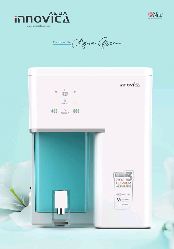 AQUA INNOVICA RO WATER PURIFIER | RO+COPPER, ALKALINE B12 & ZINC+ UV+TDS CONTROLLER - CANDY AQUA GREEN