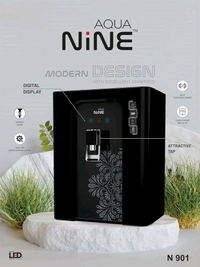 AQUA NINE R.O WATER PURIFIER | RO+COPPER, ALKALINE B12 WITH ZINC +UV+ TDS CONTROLLER - BLACK - FLOWER DESIGN