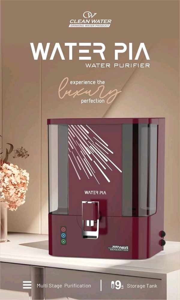 WATERPIA R.O WATER PURIFIER | RO+COPPER+ ALKALINE B12 WITH ZINC + TDS CONTROLLER  - MAROON