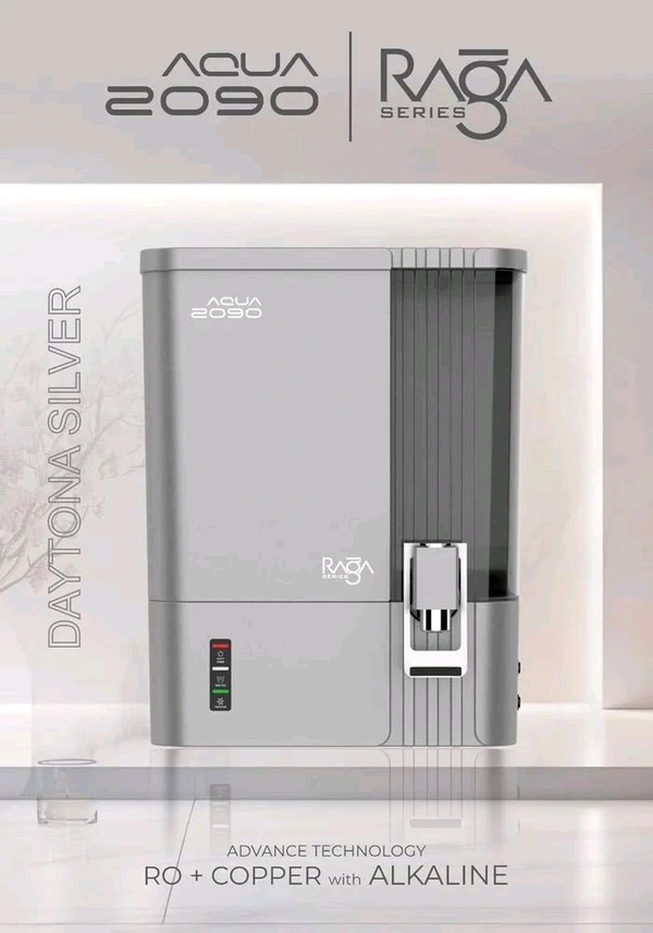 AQUA 2090 RAGA SERIES R.O WATER PURIFIER | RO+COPPER+ALKALINE B12 WITH ZINC + TDS CONTROLLER - DAYTONA SILVER