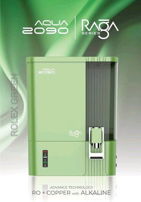 AQUA 2090 RAGA SERIES R.O WATER PURIFIER | RO+COPPER+ALKALINE B12 WITH ZINC + TDS CONTROLLER - ROLEX GREEN