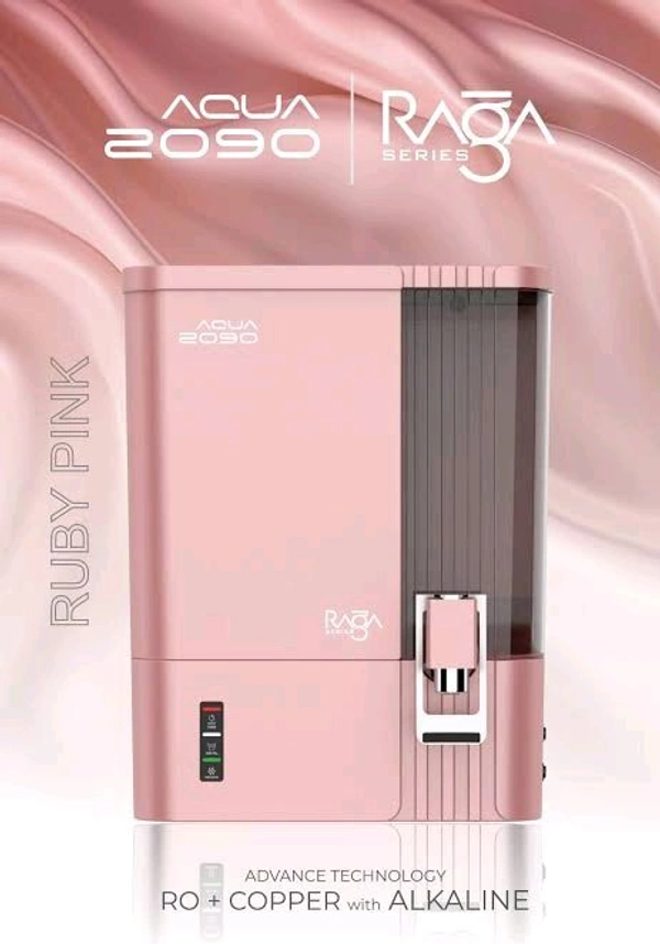 AQUA 2090 RAGA SERIES R.O WATER PURIFIER | RO+COPPER+ALKALINE B12 WITH ZINC + TDS CONTROLLER - RUBY PINK
