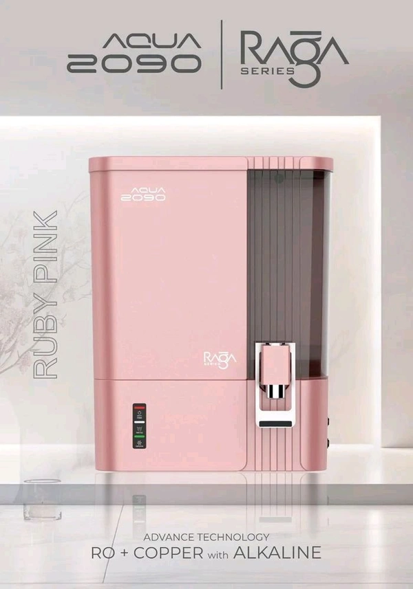 AQUA 2090 RAGA SERIES R.O WATER PURIFIER | RO+COPPER+ALKALINE B12 WITH ZINC + TDS CONTROLLER - RUBY PINK