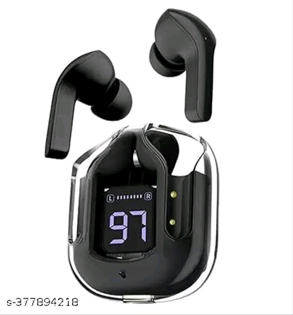 Ultrapods TWS Earbud, Bluetooth Earbuds with Display, Ultra Design, 20 Hrs Playtime with Fast Charging, Bluetooth TrendyName: Ultrapods TWS Earbud, Bluetooth Earbuds with Display, Ultra Design, 20 Hrs Playtime with Fast Charging, Bluetooth TrendyBattery Charge Time: 2 HoursBluetooth Range: 10mBluetooth Version: 5.3Charging Type:  All SmartphonesFrequen - Black