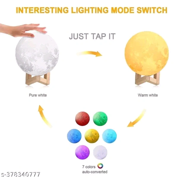 Moon Lamp 7 Colors 15 cm 3D Rechargeable Lamp LED Night Light Touch Sensor 