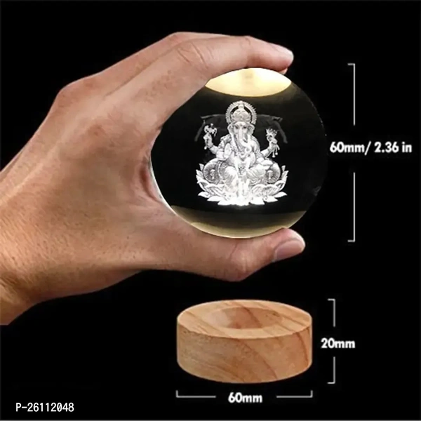3D Galaxy Crystal Ball Night Light Lamp Lord Ganesha USB Connect With Colourful LED Wooden Base for Home Decoration Birthday | Corporate Gifts