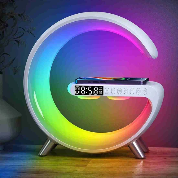 Wireless Charger Atmosphere Lamp, 2023 New Intelligent LED Table Lamp, Bluetooth Speaker, Dimmable Night Light Touch Lamp Alarm Clock with Music Sync, App Control for Bedroom Home Decor (White)Within 6-8 business days However, to find out an actual date of delivery, please enter your pin code.💎💎💎 4 in 1 Multifunctional Wireless Charging Atmosphere Light