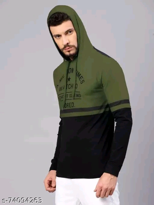Trending Men's Full Sleeves hooded T Shirt - Green Haze, S