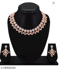 Rose Gold Plated Necklace set with Peach color Kundan Jewellery