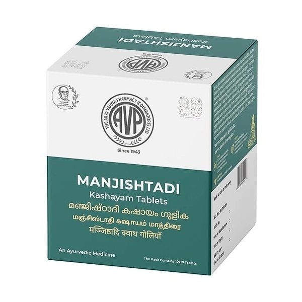 Arya Vaidya Pharmacy (AVP) Manjishtadi Kashayam Tablets (100tab) - 100 Tablets